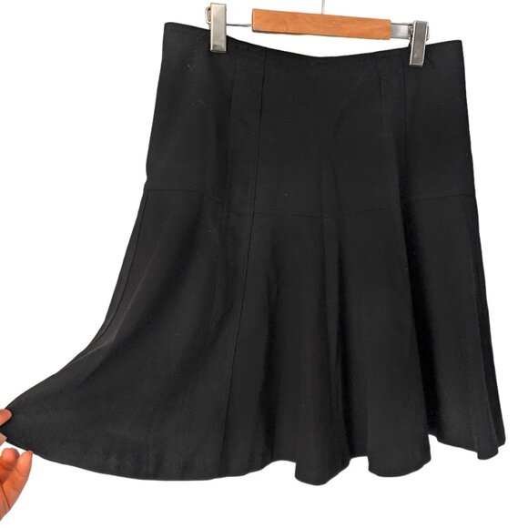 INC Knee Length Flare Circle Skirt Stretch Evening Fancy Zip Back Black Office - Picture 6 of 7